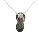 CZ Flower/Dark Blue Shell Slipper Pendant