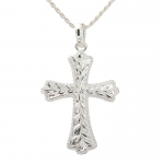 Hawaiian Jewelry Aloha Cross Maile Cut Edge Pendant