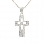 Hawaiian Jewelry Scroll Hollow Aloha Cross 1CZ Pendant