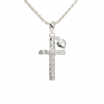 Hawaiian Jewelry Oval Maile Aloha Cross + Heart Pendant
