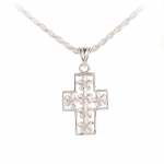 Hawaiian Jewelry 4mm Plumeria/6mm Aloha Cross Pendant