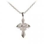 Hawaiian Jewelry High Polish Finish Aloha Cross with Plu.Lei Pendant