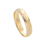Hawaiian Jewelry 14K Yellow Gold 4mm King Scrolling Ring