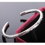 Hawaiian Jewelry Scrolling Plumeria Engraving Round Band Cuff Bangle One Tone 5.5mm