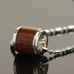 Hawaiian Jewelry Silver Koa Wood Pendant 10mm