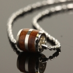 Hawaiian Jewelry Silver Koa Wood Pendant 8mm