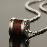 Hawaiian Jewelry Titanium Koa Wood Pendant 10mm