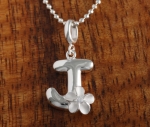 Hawaiian Initial with Plumeria Pendant One Tone J