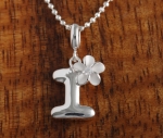 Hawaiian Initial with Plumeria Pendant One Tone I