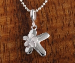 Hawaiian Initial with Plumeria Pendant One Tone K
