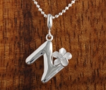 Hawaiian Initial with Plumeria Pendant One Tone Z