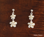 Bead + 6 + 8mm Plumeria CZ Earring Two Tone