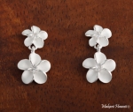 8 + 10mm Plumeria CZ Earrings White