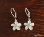 12mm Plumeria CZ Lever Back Earrings Two Tone