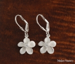 12mm Plumeria CZ Lever Back Earrings White