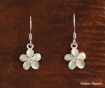 10mm Plumeria CZ Hook Earrings Two Tone