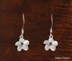 10mm Plumeria CZ Hook Earrings Purple