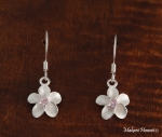 10mm Plumeria CZ Hook Earrings Pink