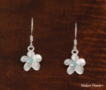 10mm Plumeria CZ Hook Earrings Blue