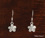 8mm Plumeria CZ Hook Earrings White
