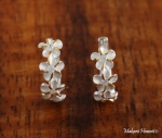 4 Plumeria Earrings Hoop Two Tone