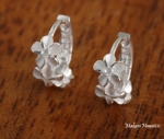 3 Plumeria Earrings Hoop White