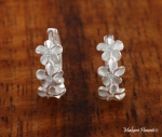 4 Plumeria Earrings Hoop White
