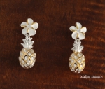 8mm+Pineapple Earrings Two Tone