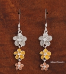 3 PlumeriaCZ.Hook Earring (S) Tri-Color