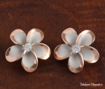 22mm Plumeria CZ PG Rhobium French Clip