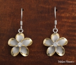 18M Rhodium PlumeriaHook Earring Two Tone