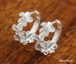 8mm 4 Plumeria Hook Earring White