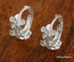 6mm 3 Plumeria Earrings Hook White