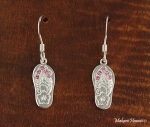 5CZ/Scrolling Dangle Slipper Earring Pink