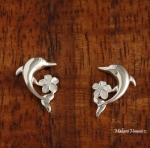 Dolphin Plumeria Earrings One Tone