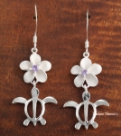 12mm Plumeria-Honu(L) Hook Earring purPurplee