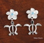 12mm Plumeria-Honu(L) Earrings Blueue