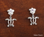 6mm Plumeria-Honu Earrings purPurplee