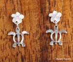 6mm Plumeria-Honu Earrings Pink
