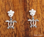 6mm Plumeria-Honu Earrings White