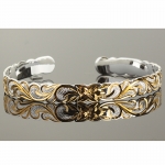Hawaiian Jewelry Queen Cut Out Two Tone Cuff Bangle 8mm