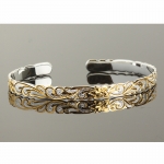 Hawaiian Jewelry Queen Cut Out Two Tone Cuff Bangle 6mm