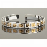 Hawaiian Jewelry Honu/Quilt Two Tone Cuff Bangle 8mm