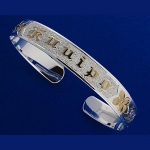 Hawaiian Jewelry Kuuipo Smooth Two Tone Cuff Bangle 8mm