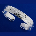 Hawaiian Jewelry Scroll Smooth One Tone Cuff Bangle 18mm