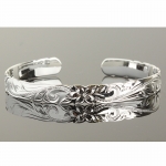 Hawaiian Jewelry Scroll Cut Out One Tone Cuff Bangle 8mm