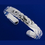 Hawaiian Jewelry Scroll Cut Out One Tone Cuff Bangle 10mm