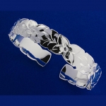 Hawaiian Jewelry Plumeria Cut Out One Tone Cuff Bangle 10mm