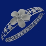 Hawaiian Jewelry B 22mm Plumeria Honu Around Open Bangle