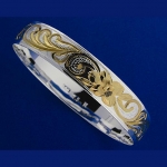 Hawaiian Jewelry Scroll Smooth Two Tone Bangle 8mm
